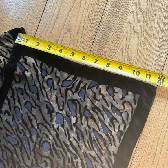 Velvet Burn Out Zebra Print Scarf Silk Blend Wild Animal Black Cream Silver Rust - Picture 4 of 6